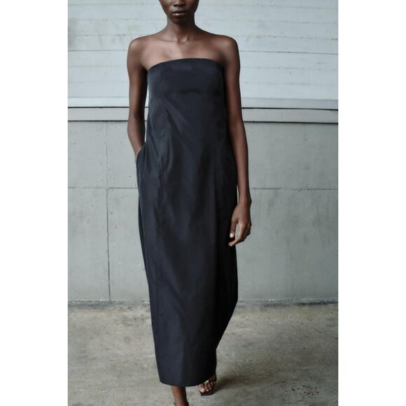ZARA Strapless Black Dress Size S NWT - Picture 2 of 6